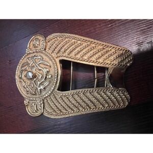 Alexis Kirk Belt Buckle Gold Toned 1980's 80s Mob Wife‎ ONE SIDE